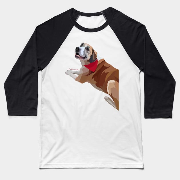 Dog Laying Down Baseball T-Shirt by Poohdlesdoodles